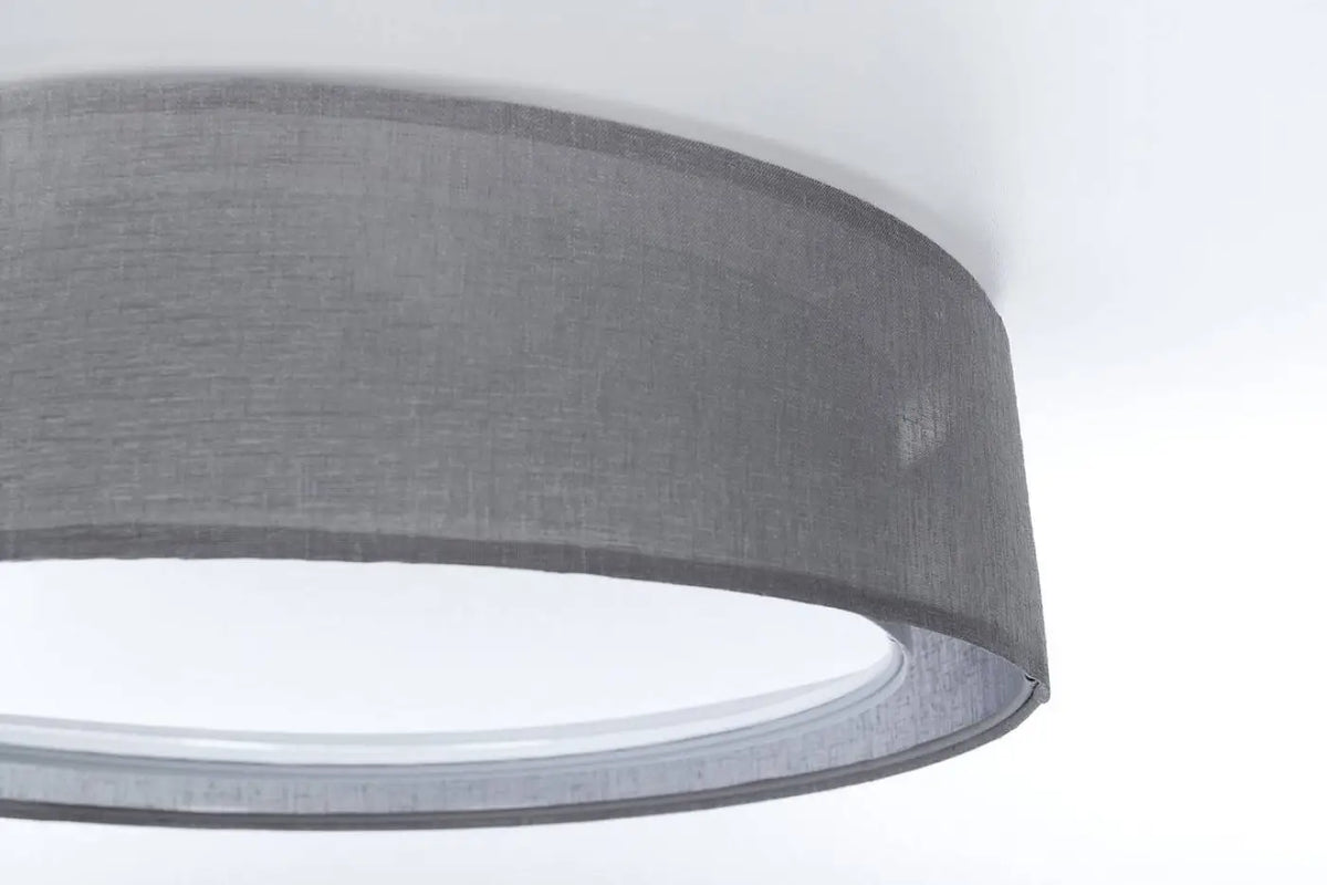 Plafonnier anneau en tissu graphite, 50 ou 60 cm de diamètre