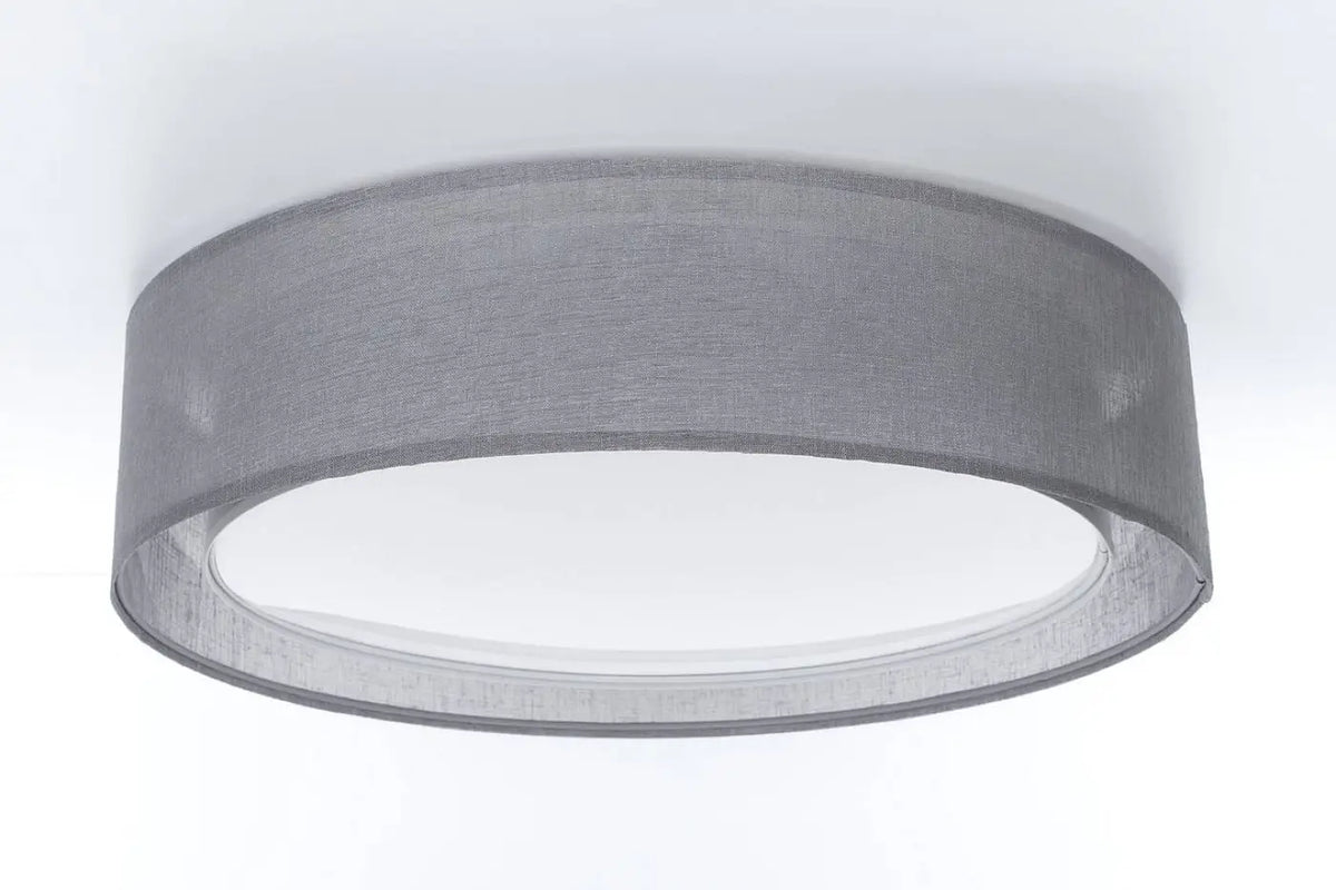 Plafonnier anneau en tissu graphite, 50 ou 60 cm de diamètre