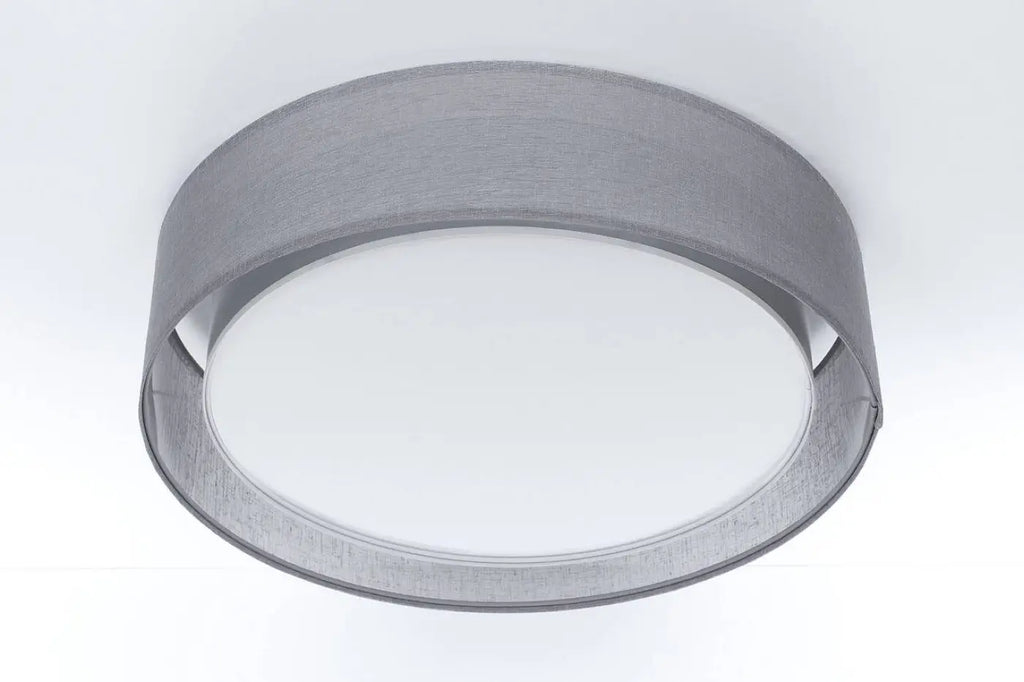 Plafonnier anneau en tissu graphite, 50 ou 60 cm de diamètre
