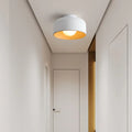 Plafonnier rond à intérieur en bois, noir ou blanc, blanc