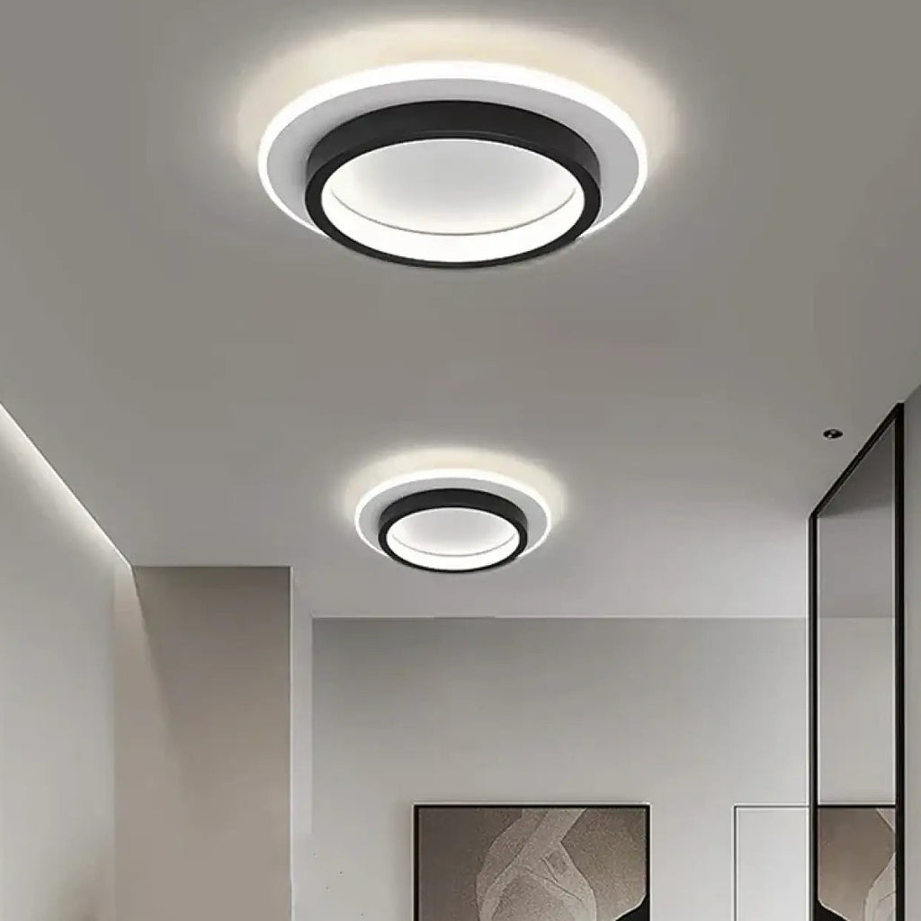 Plafonnier rond LED épuré, noir ou doré, lumière au choix, noir