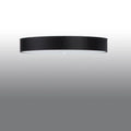 Grand plafonnier rond noir en tissu et verre, 100 cm, 6 ampoules