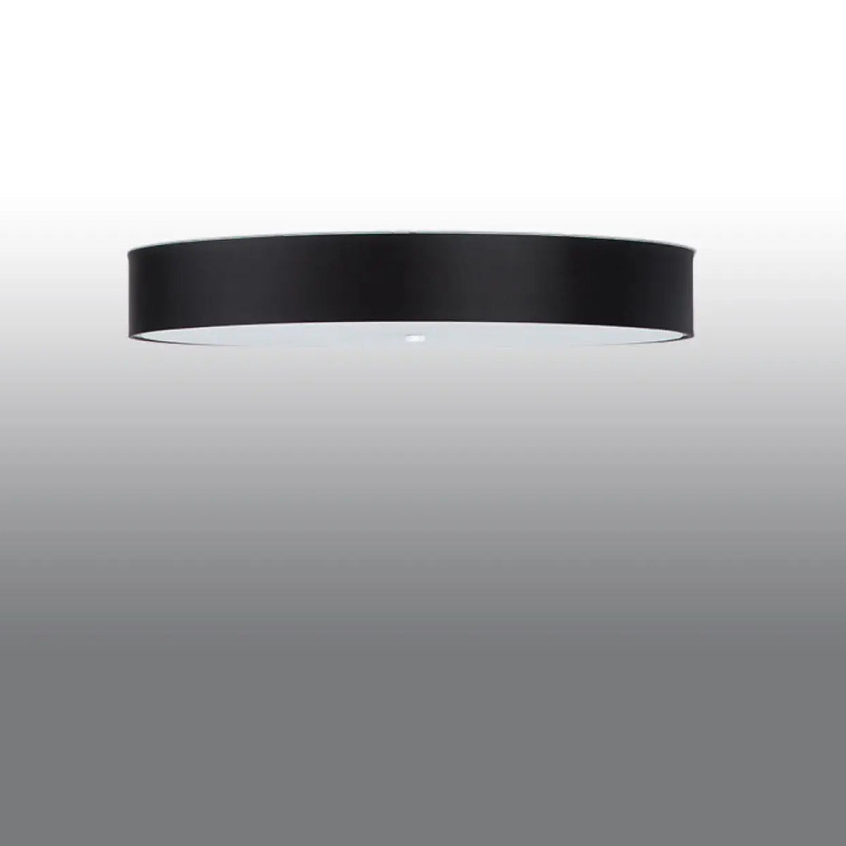 Grand plafonnier rond noir en tissu et verre, 100 cm, 6 ampoules