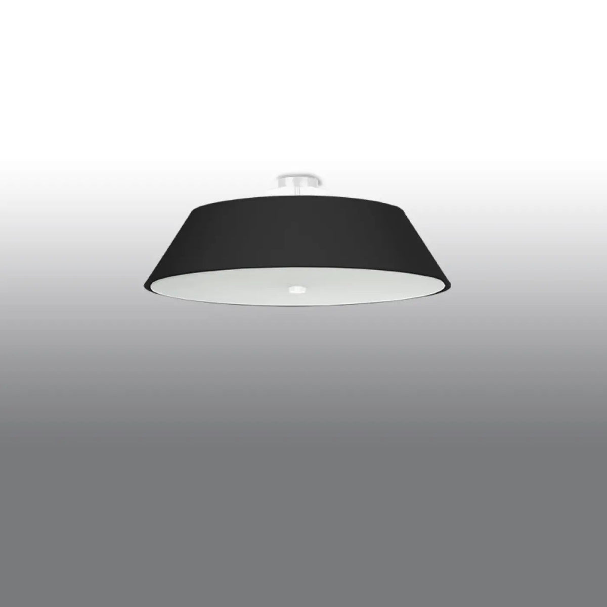 Plafonnier rond noir à grand abat-jour en tissu, 60 cm