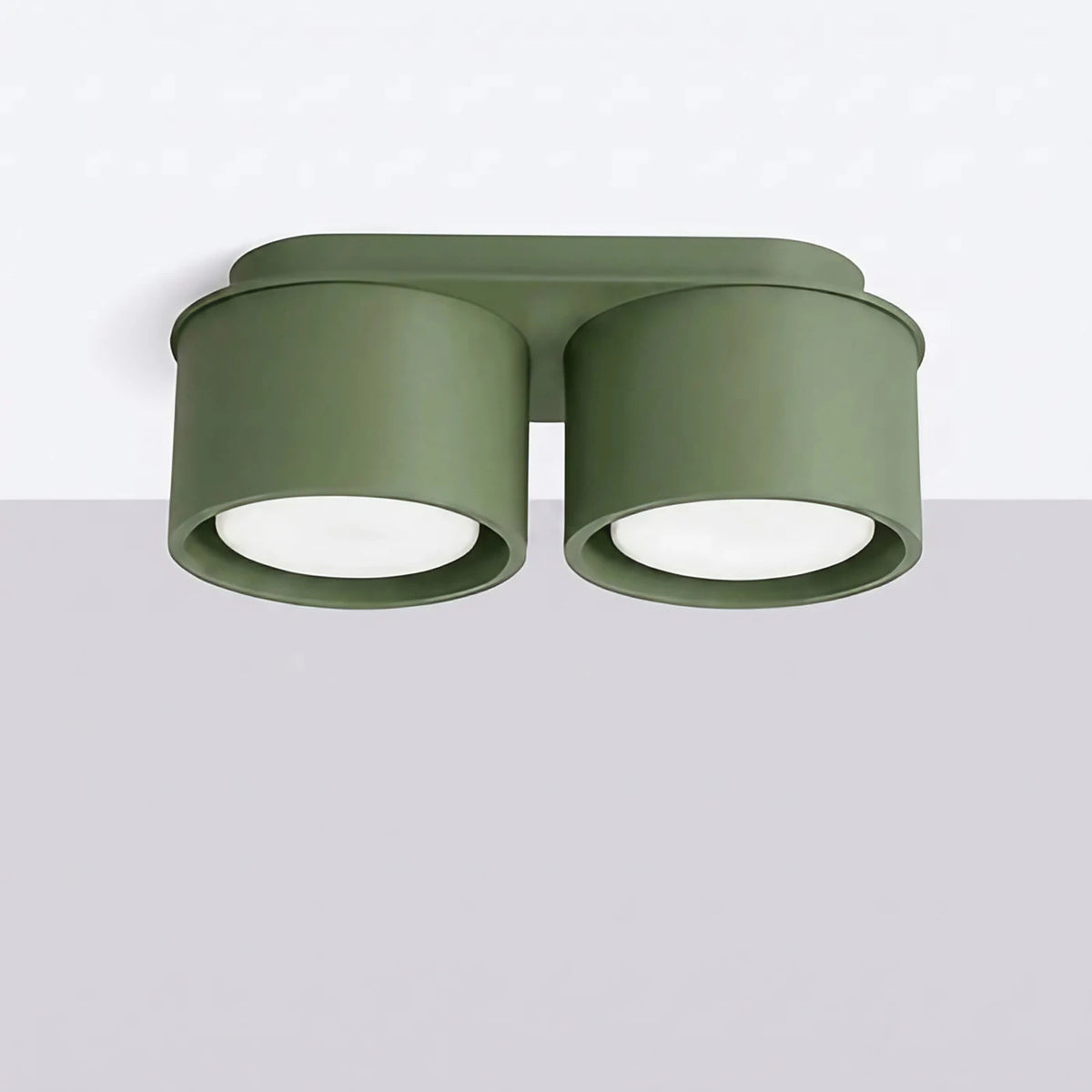 Plafonnier plat en aluminium, 1, 2 ou 3 spots, quatorze couleurs, vert olive