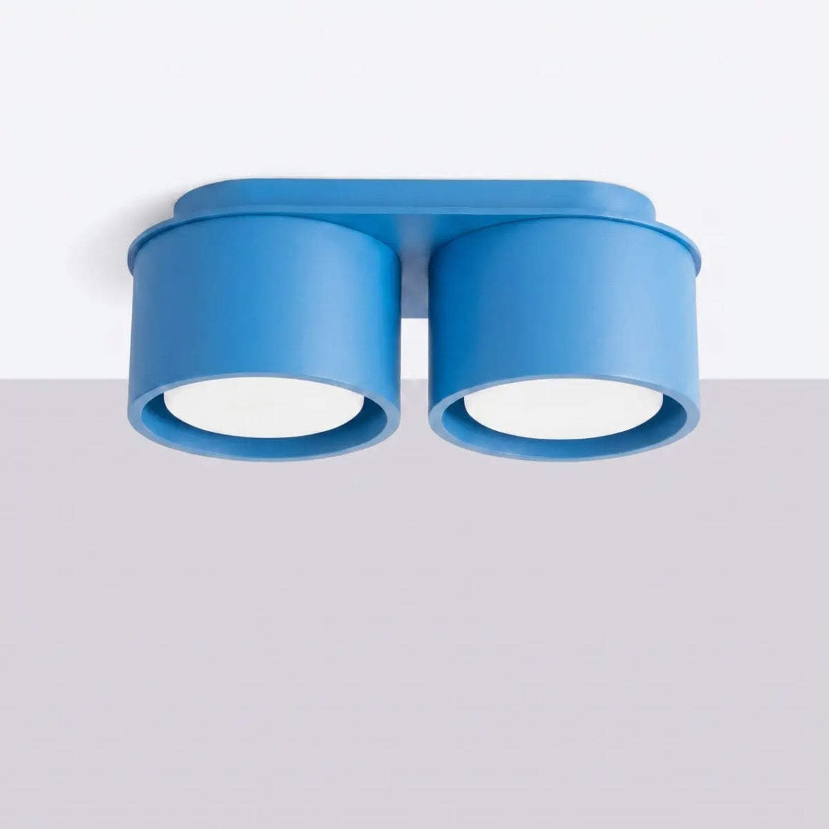 Plafonnier plat en aluminium, 1, 2 ou 3 spots, quatorze couleurs, bleu azur