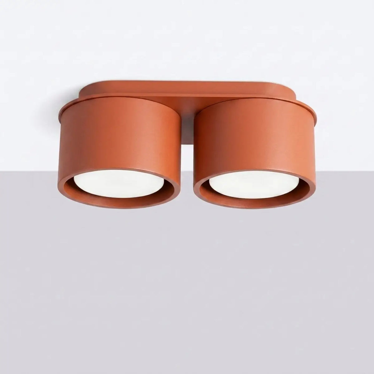 Plafonnier plat en aluminium, 1, 2 ou 3 spots, quatorze couleurs, rouge ocre