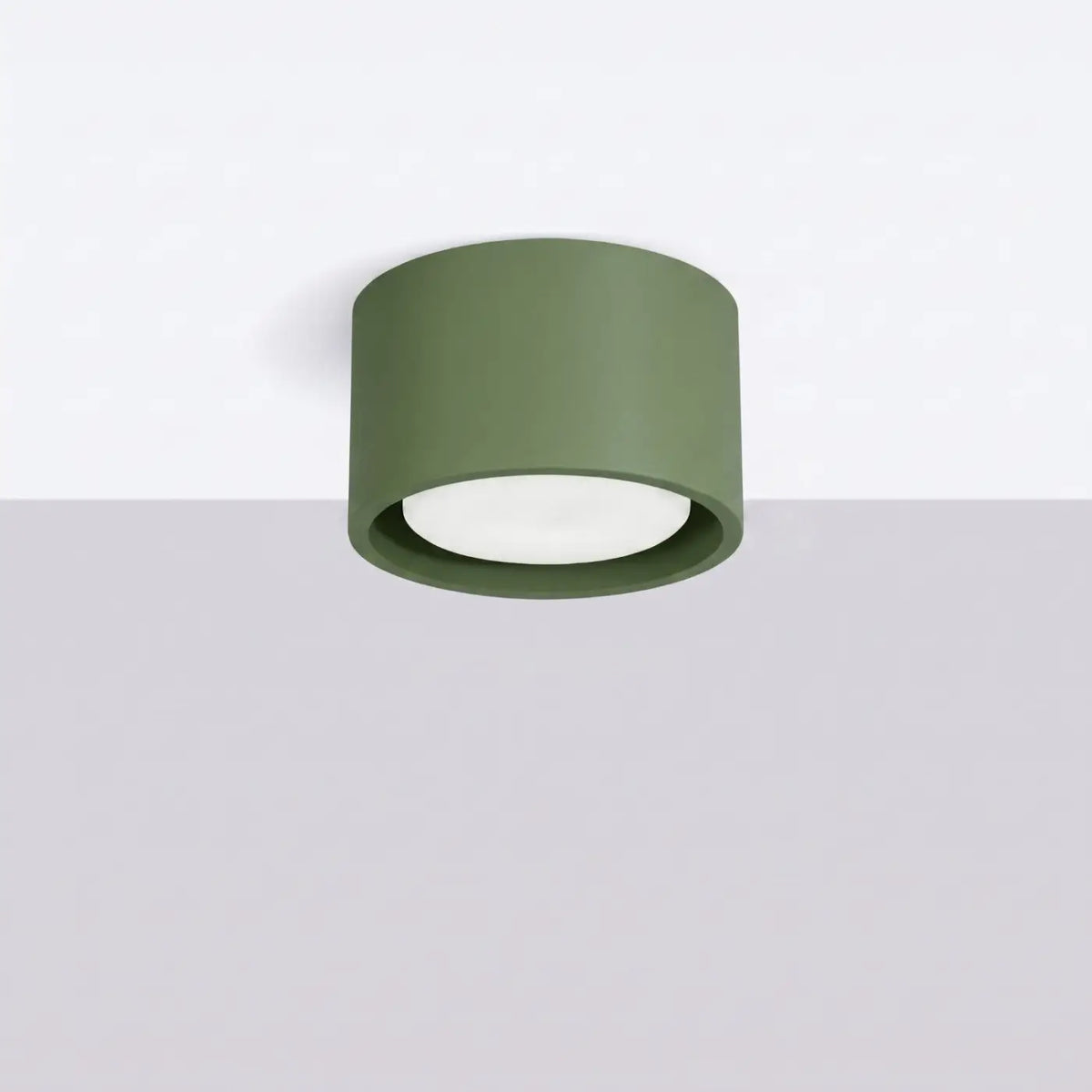 Plafonnier plat en aluminium, 1, 2 ou 3 spots, quatorze couleurs, vert olive