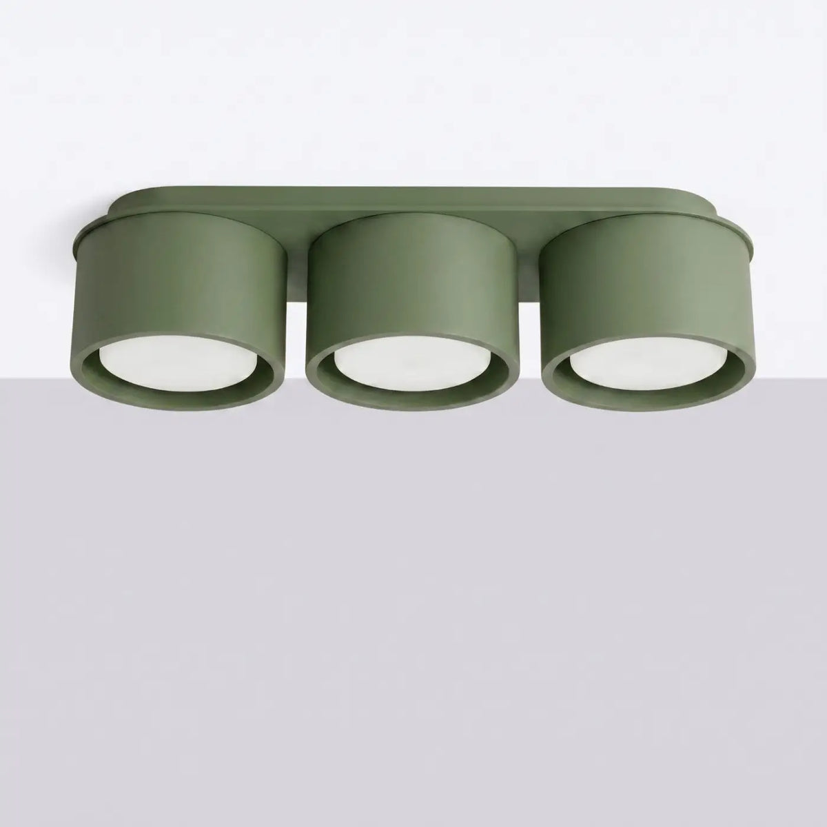 Plafonnier plat en aluminium, 1, 2 ou 3 spots, quatorze couleurs, vert olive