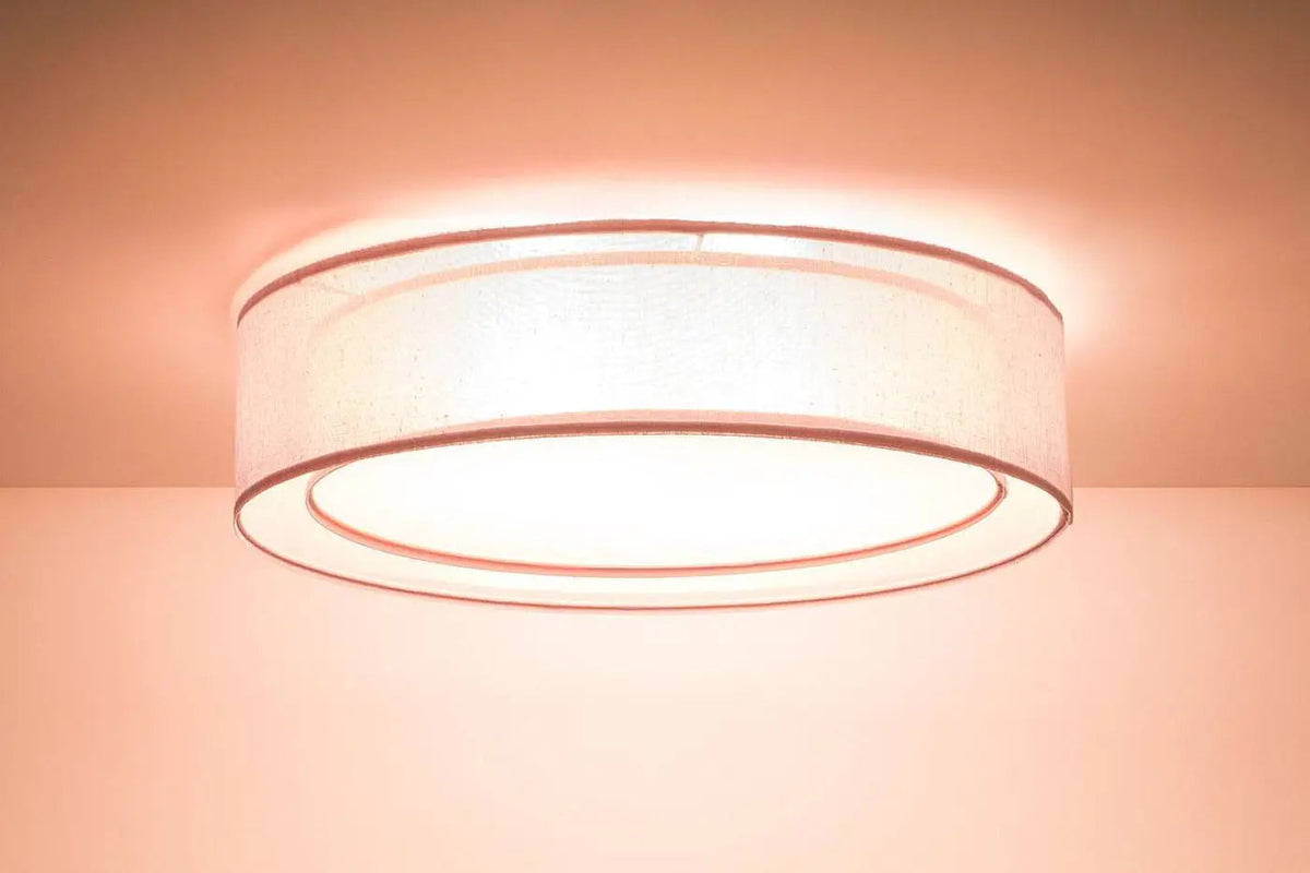 Plafonnier rond en tissu rose clair, 50 ou 60 cm