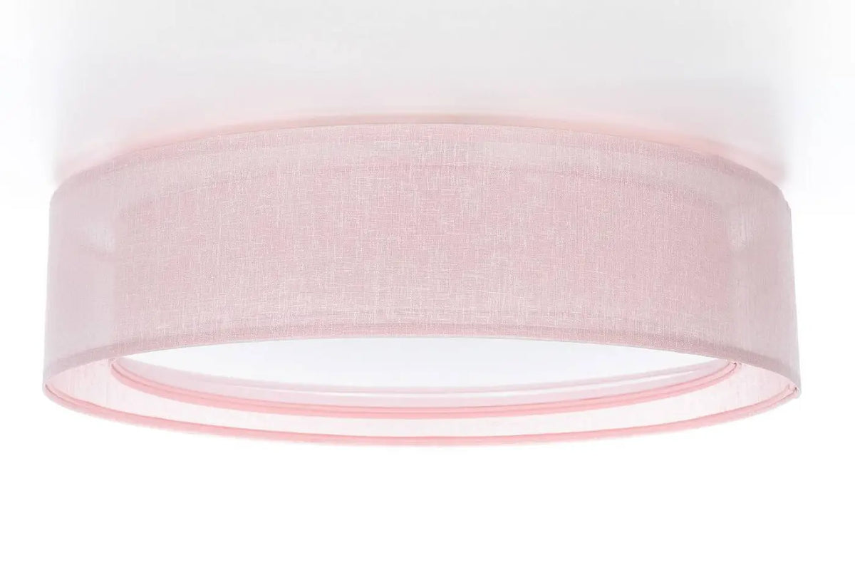 Plafonnier rond en tissu rose clair, 50 ou 60 cm