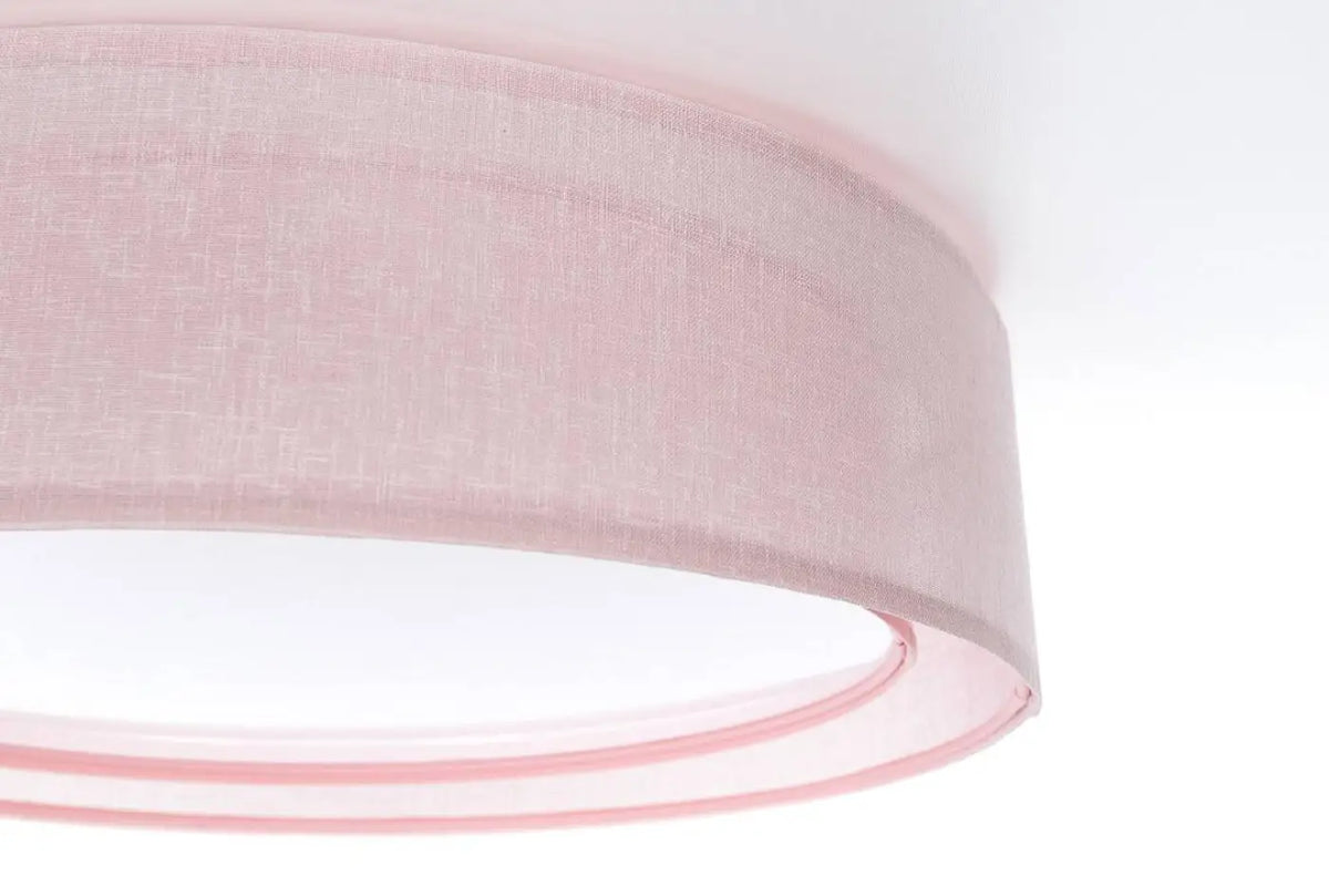 Plafonnier rond en tissu rose clair, 50 ou 60 cm