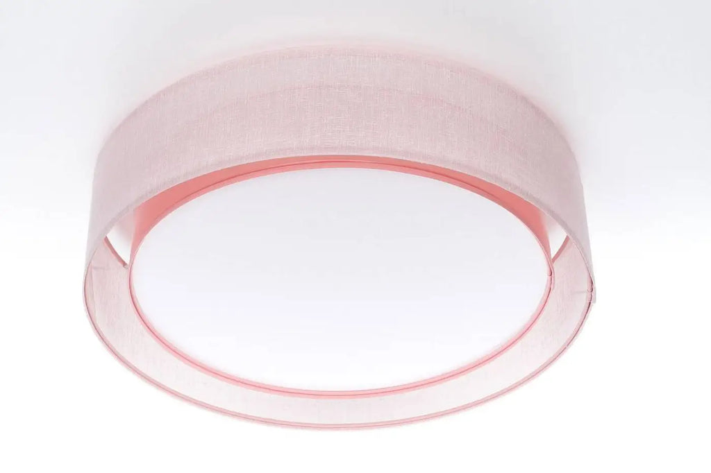 Plafonnier rond en tissu rose clair, 50 ou 60 cm