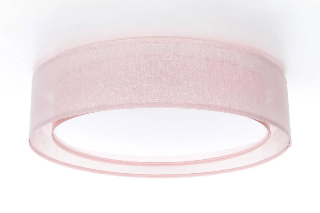 Plafonnier rond en tissu rose clair, 50 ou 60 cm