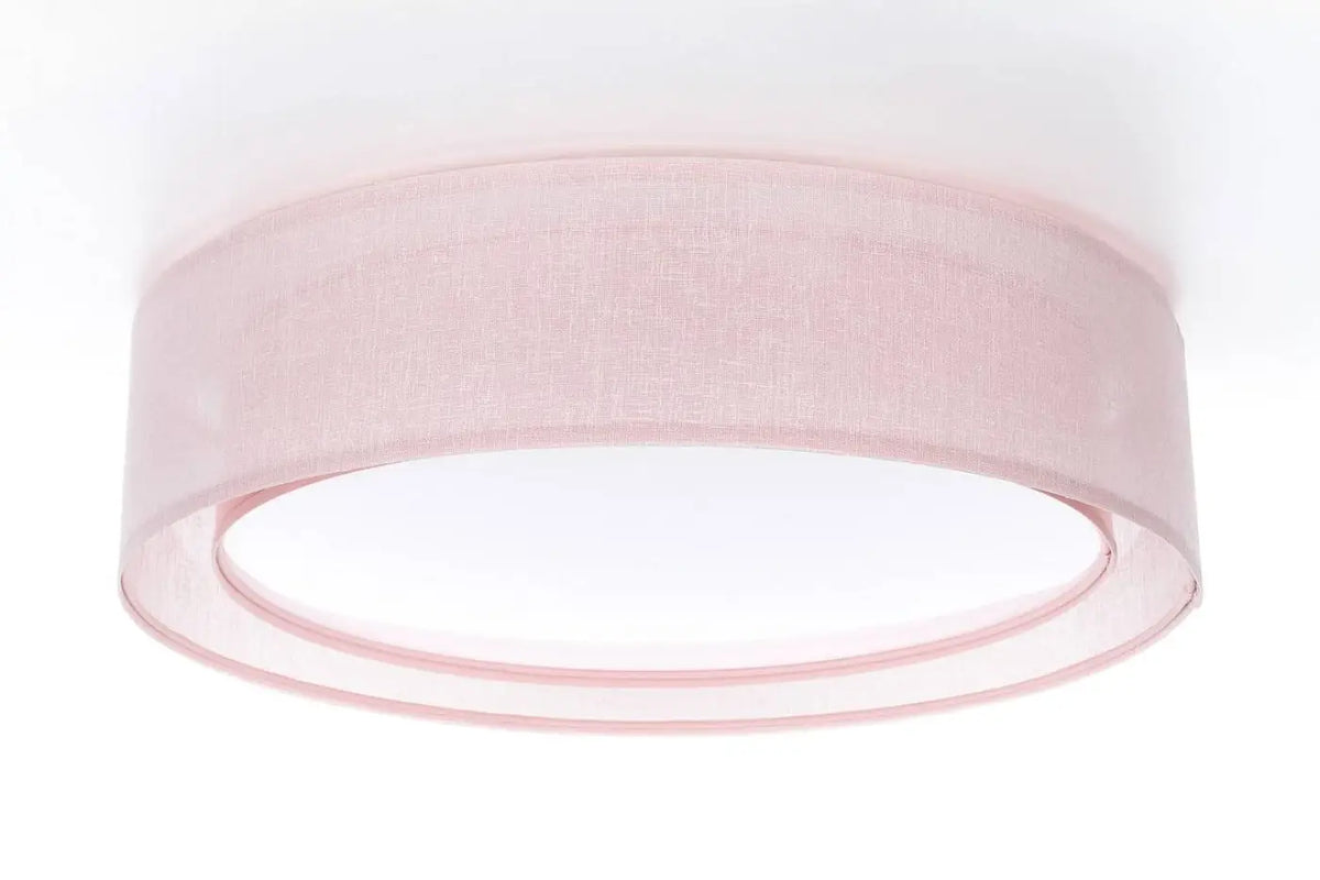 Plafonnier rond en tissu rose clair, 50 ou 60 cm