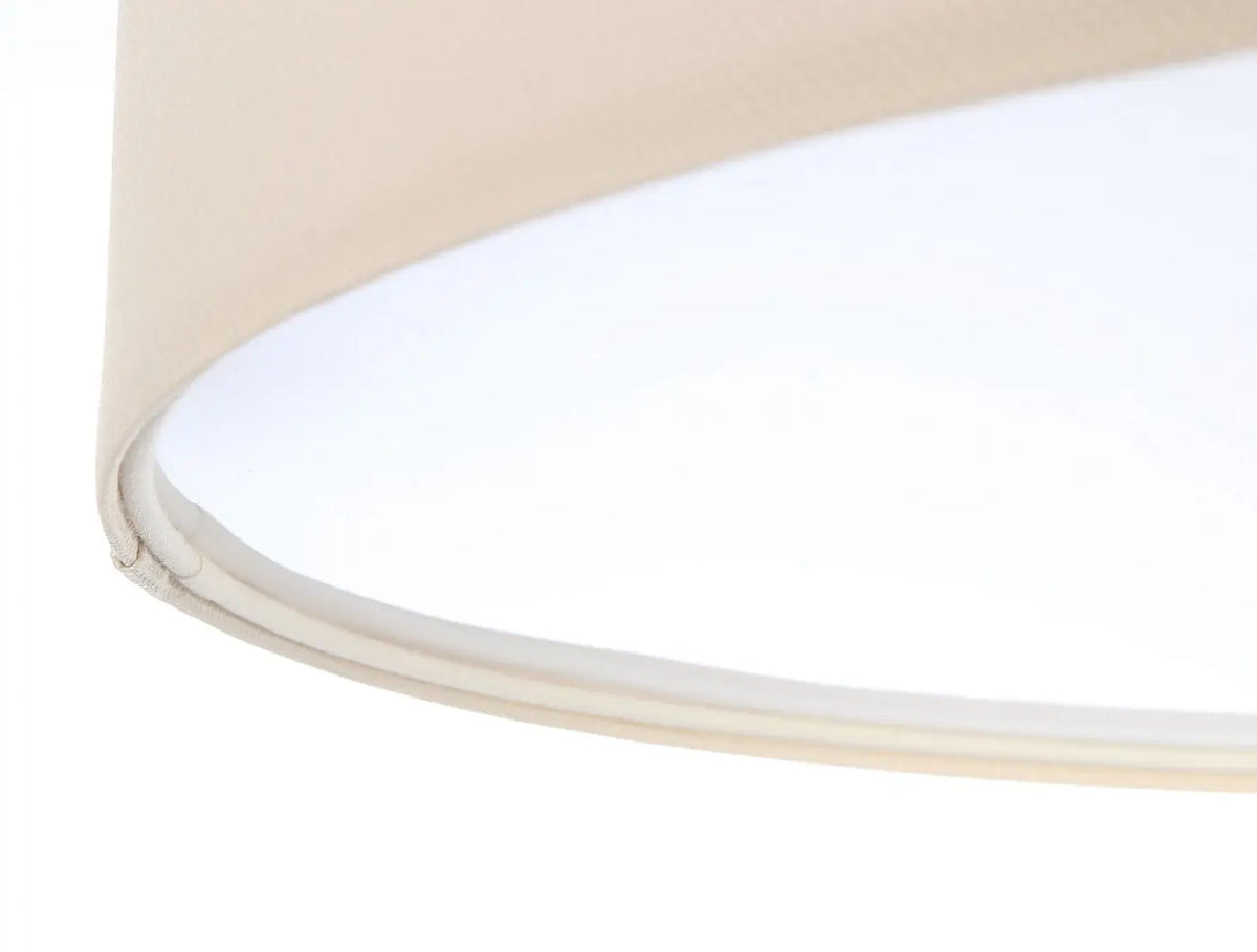 Plafonnier rond en tissu champagne aspect lin, 50 cm