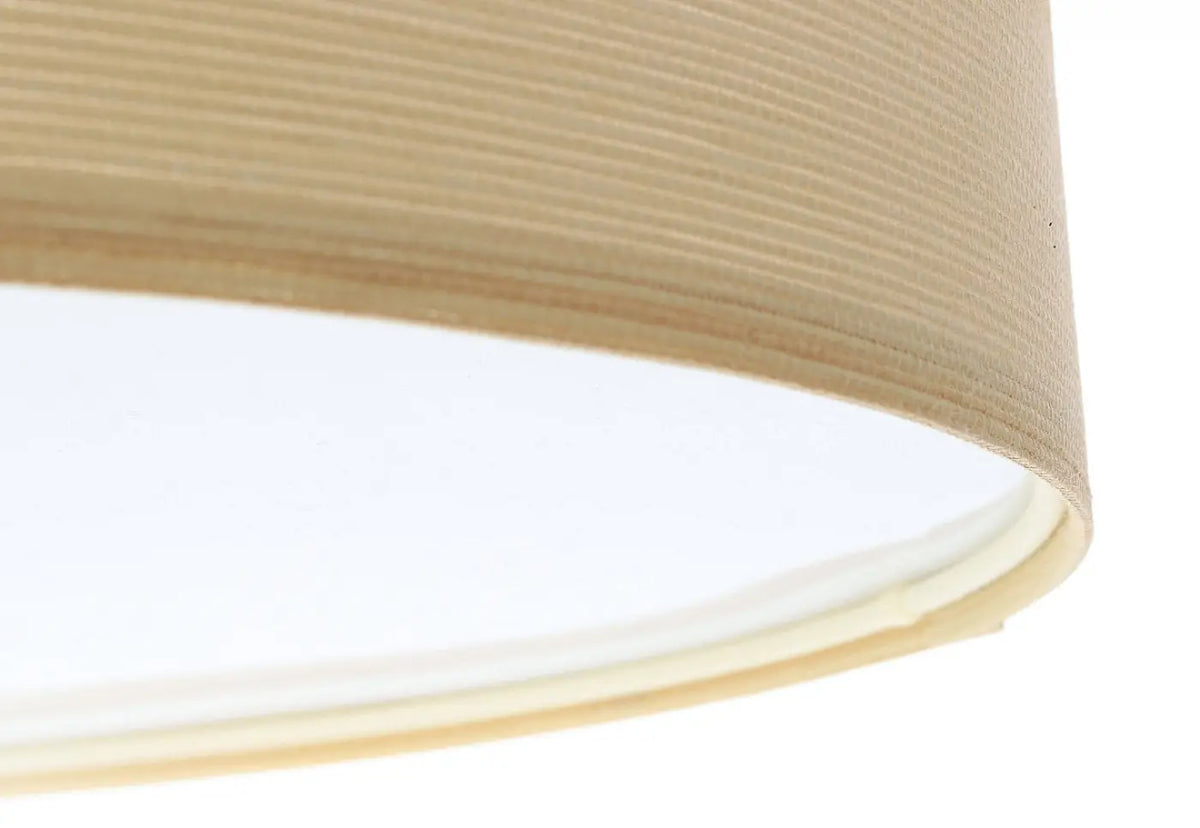 Plafonnier rond en tissu crème côtelé, 50 cm, diffuseur blanc