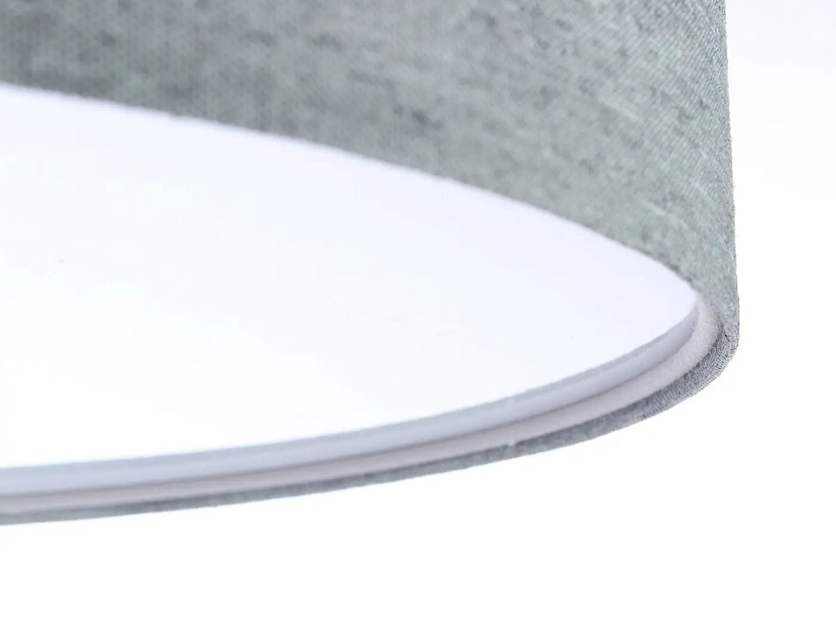 Plafonnier rond en tissu gris béton, 50 cm, diffuseur blanc