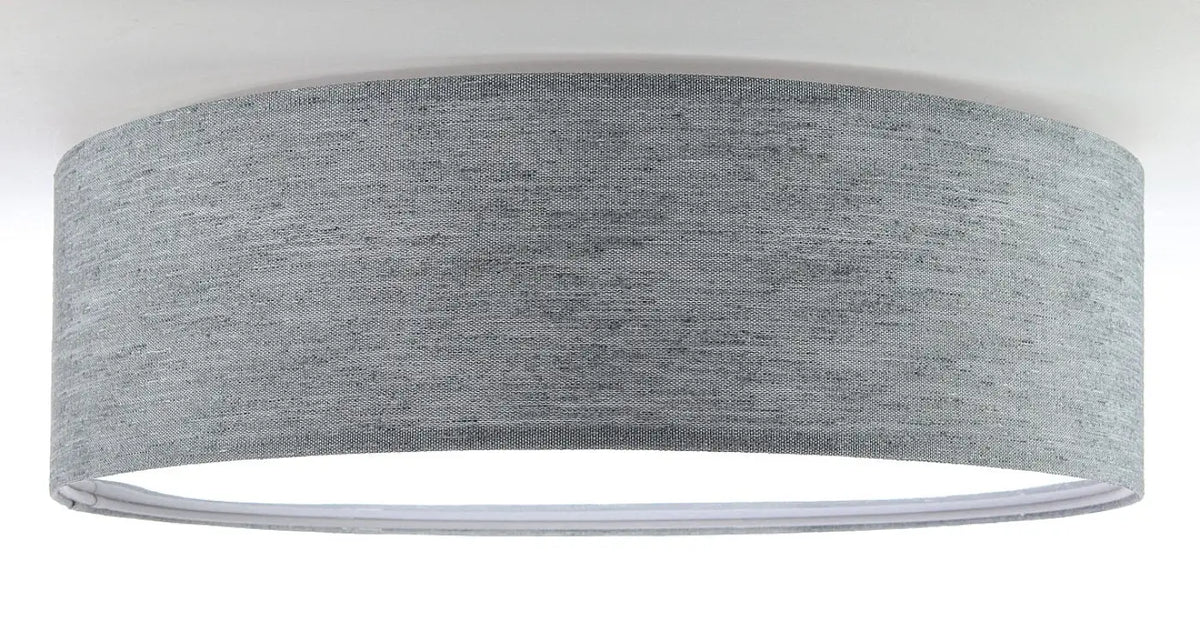 Plafonnier rond en tissu gris béton, 50 cm, diffuseur blanc