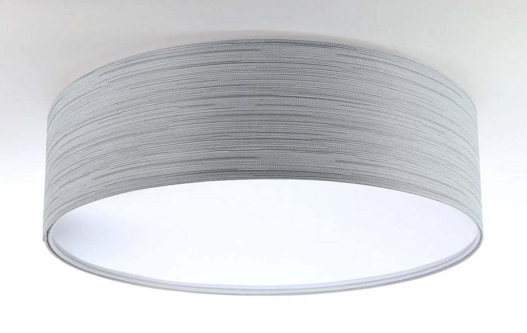 Plafonnier rond en tissu gris avec diffuseur, 50 cm