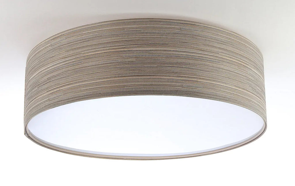 Plafonnier rond en tissu taupe texturé, 50 cm de diamètre