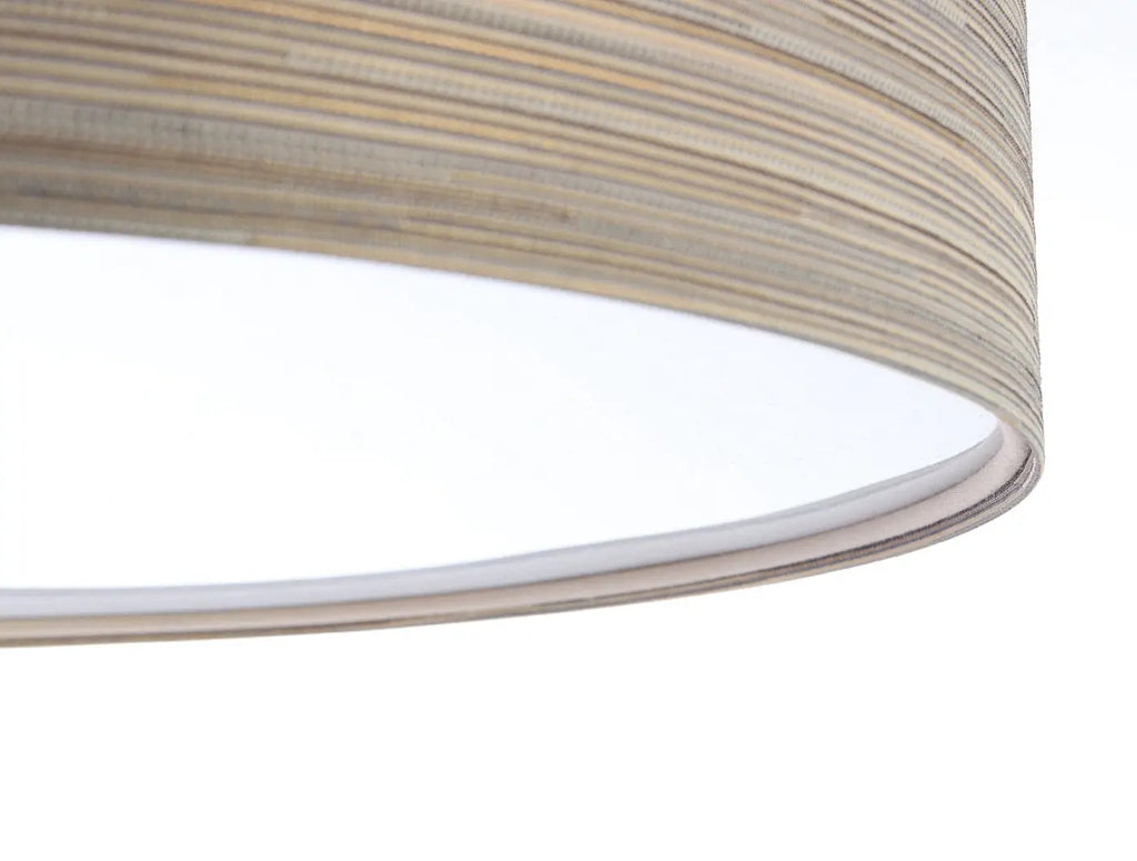 Plafonnier rond en tissu taupe texturé, 50 cm de diamètre