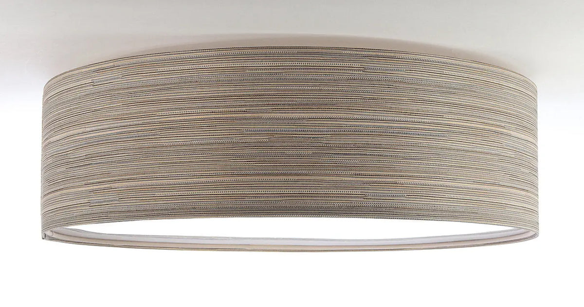 Plafonnier rond en tissu taupe texturé, 50 cm de diamètre