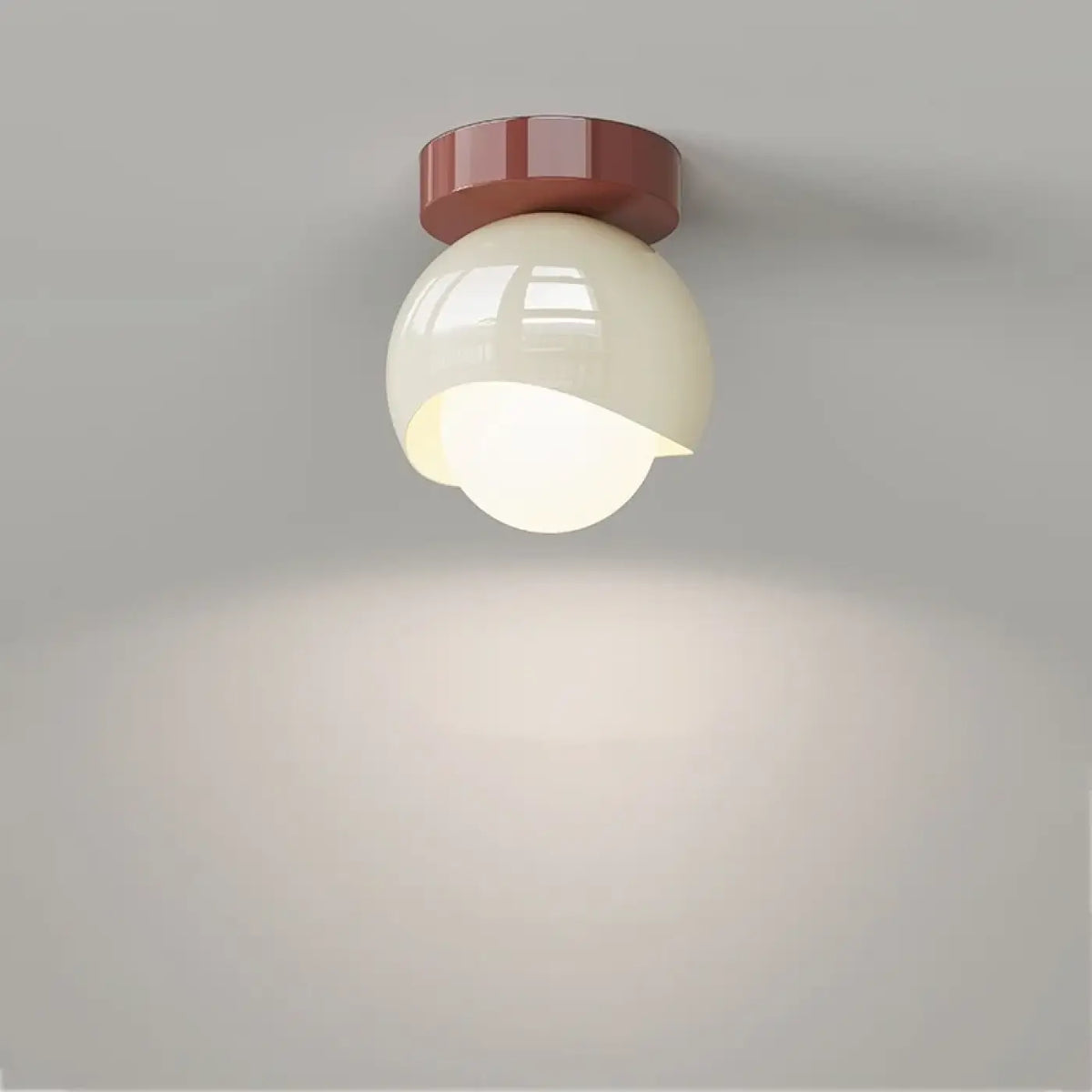 Plafonnier rond en verre opalin, rouge ou blanc