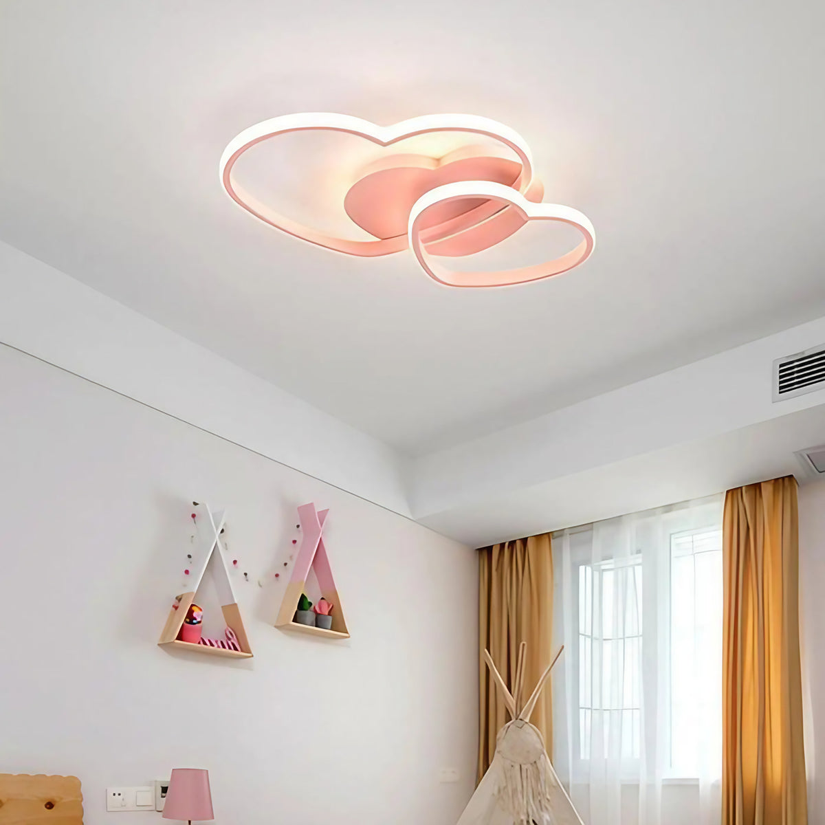 Plafonnier pour chambre, coloris rose, blanc ou doré, rose