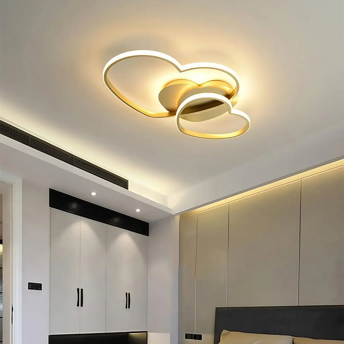Plafonnier pour chambre, coloris rose, blanc ou doré, doré