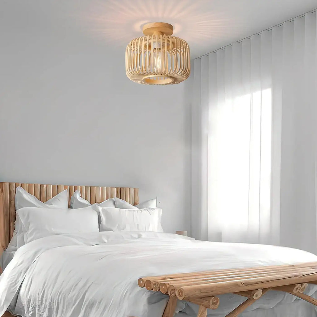 Plafonnier en rotin tressé au style naturel et moderne