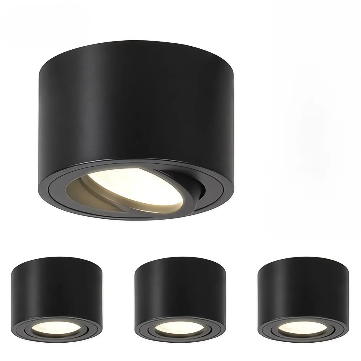 Plafonnier en saillie orientable, cylindre noir ou blanc, noir