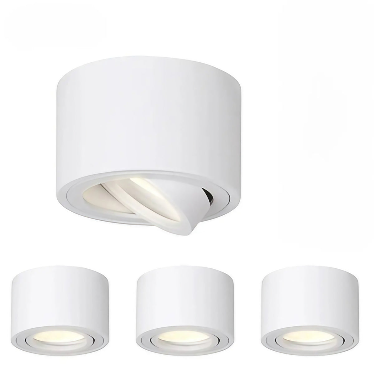 Plafonnier en saillie orientable, cylindre noir ou blanc, blanc