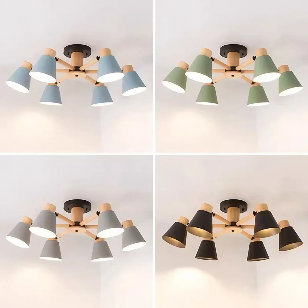 Plafonnier scandinave en bois et métal, quatre coloris, S à XL, blanc