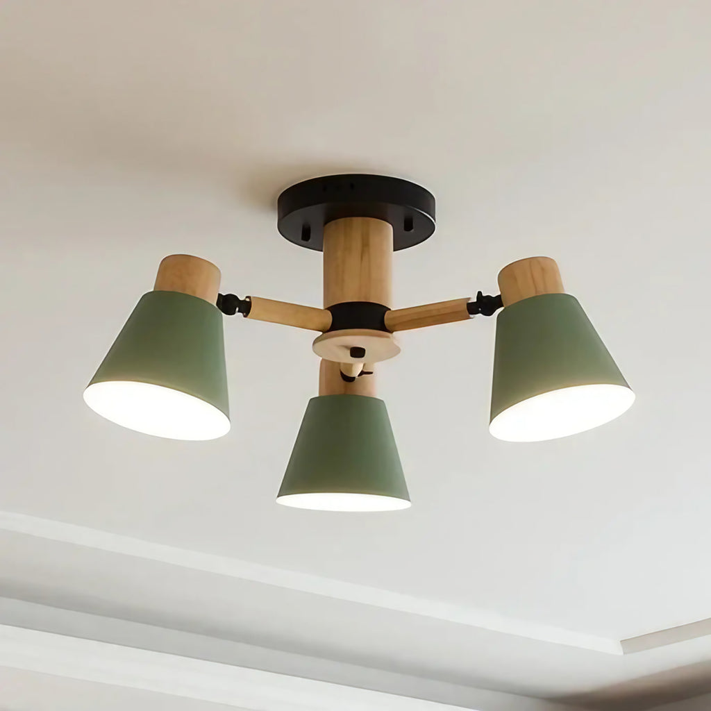 Plafonnier scandinave en bois et métal, quatre coloris, S à XL