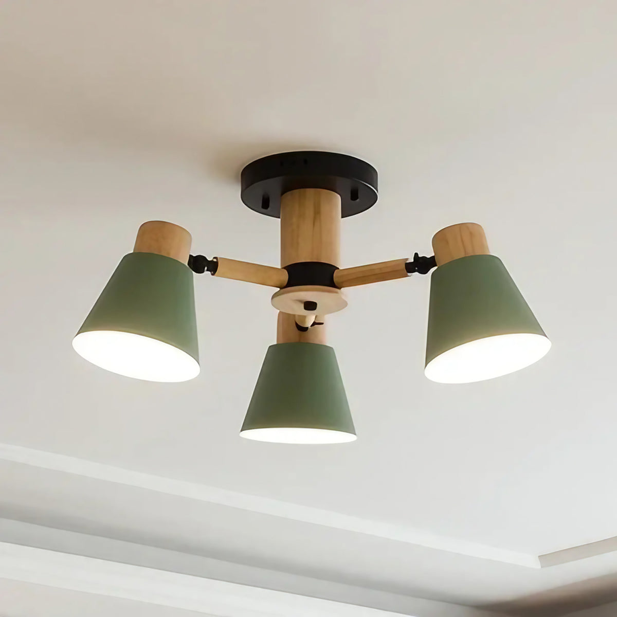 Plafonnier scandinave en bois et métal, quatre coloris, S à XL