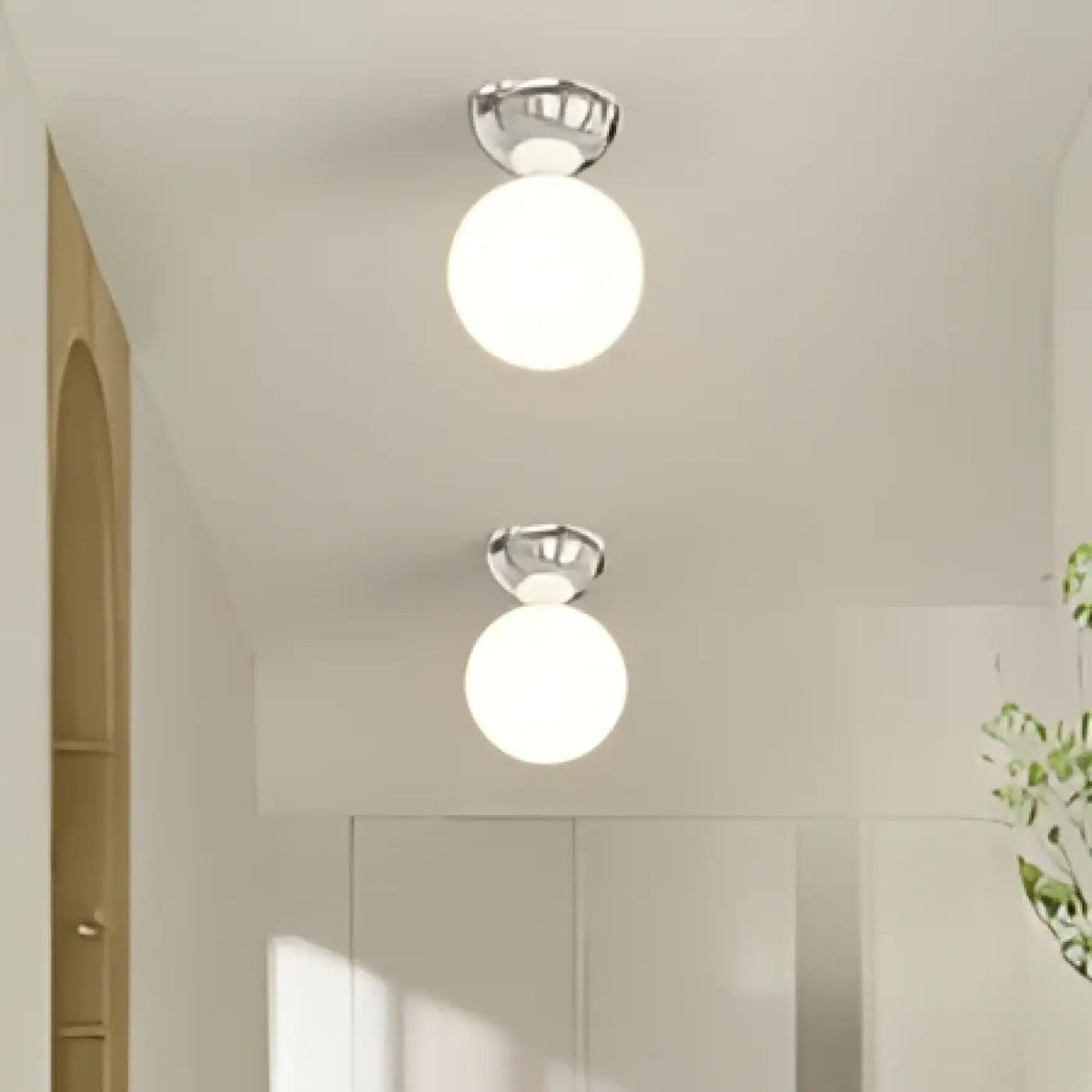 Plafonnier scandinave design, rouge, vert ou argenté, argenté