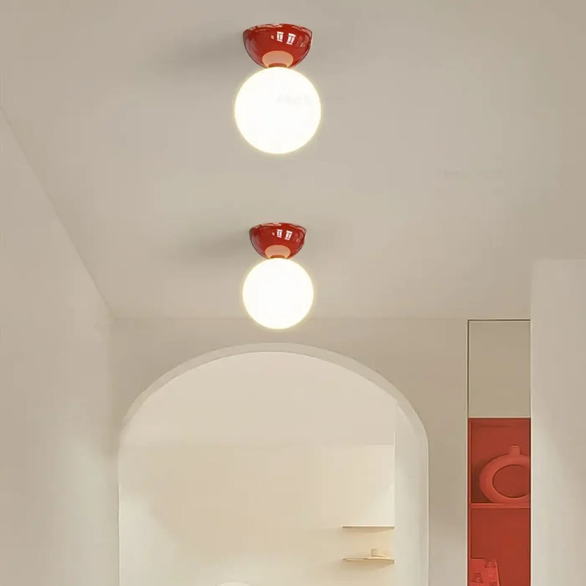 Plafonnier scandinave design, rouge, vert ou argenté, rouge