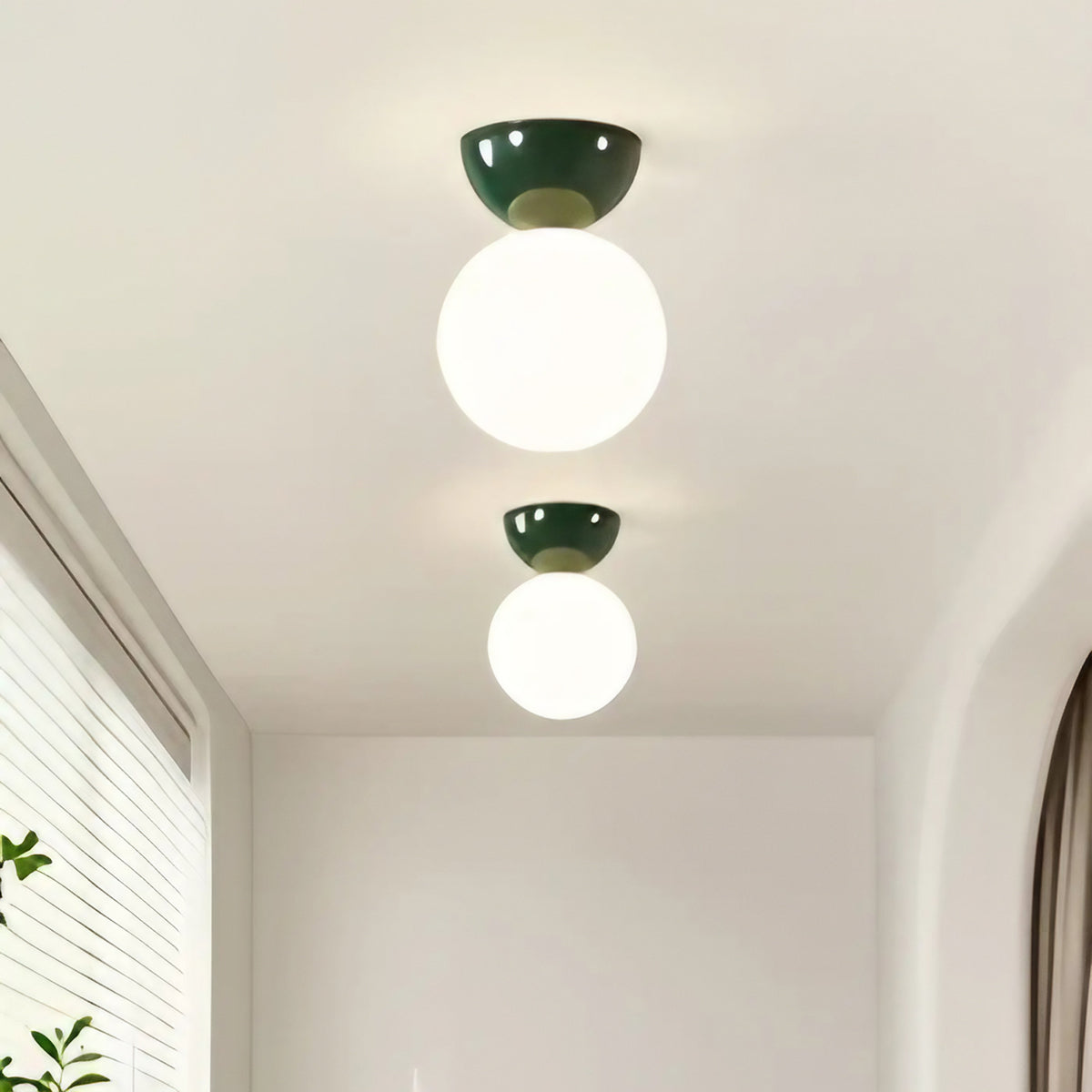 Plafonnier scandinave design, rouge, vert ou argenté, vert