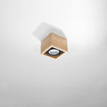 Plafonnier bloc carré en béton ou bois, 1 ou 2 spots GU10, bois naturel
