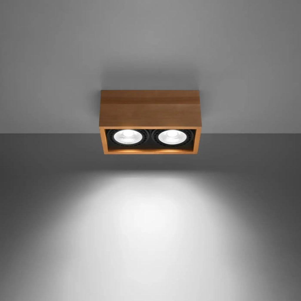 Plafonnier bloc carré en béton ou bois, 1 ou 2 spots GU10