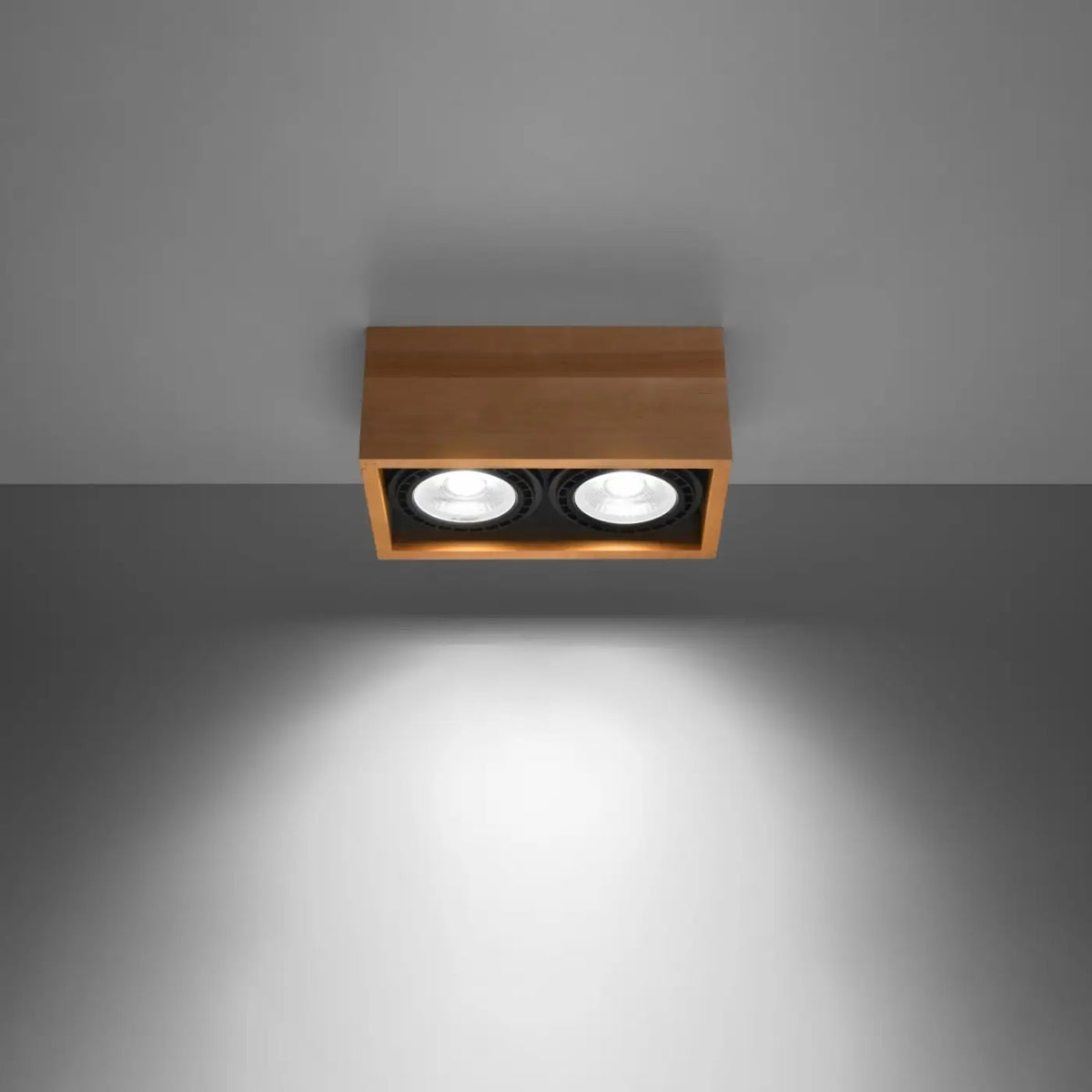 Plafonnier bloc carré en béton ou bois, 1 ou 2 spots GU10