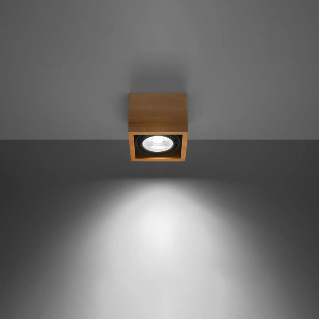 Plafonnier bloc carré en béton ou bois, 1 ou 2 spots GU10