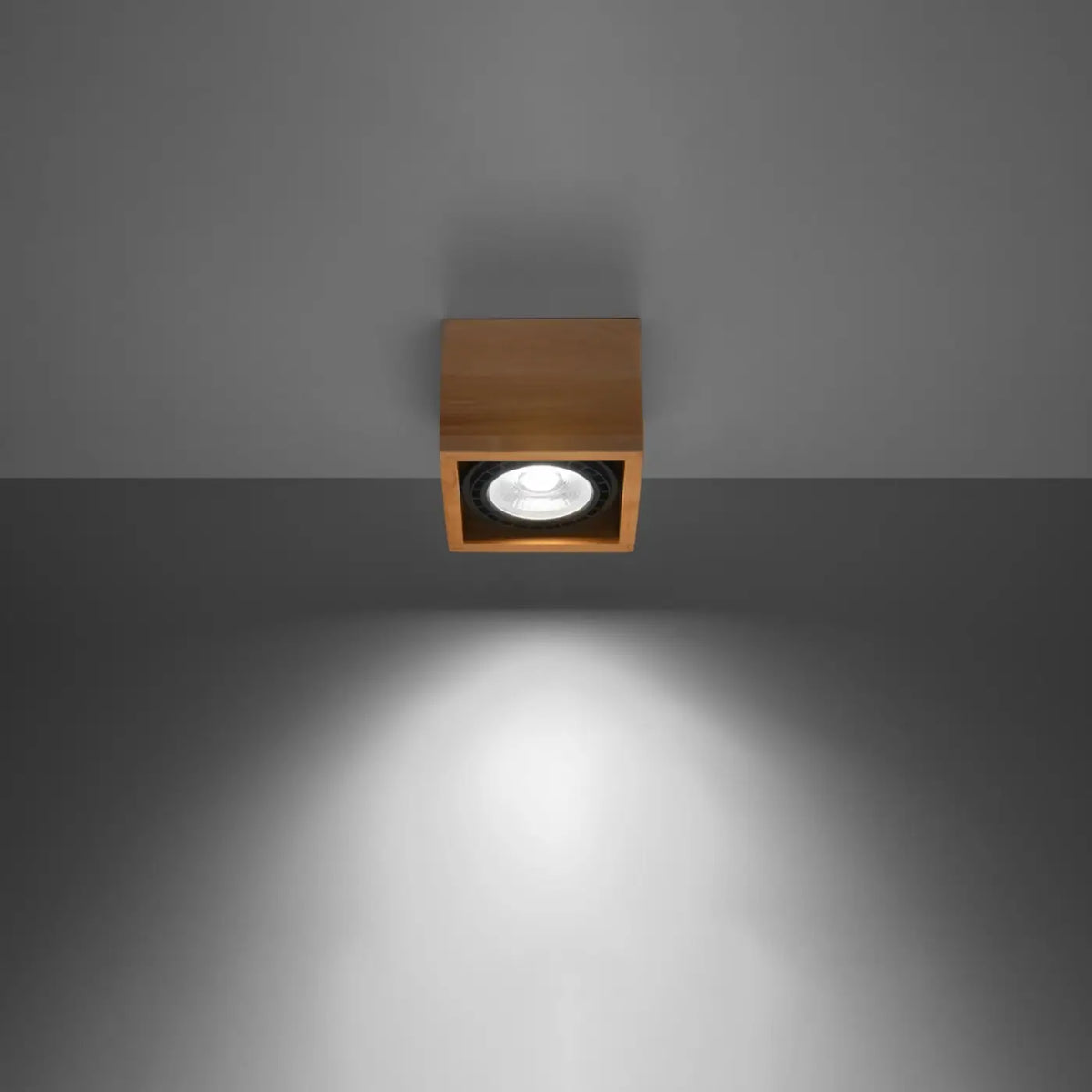 Plafonnier bloc carré en béton ou bois, 1 ou 2 spots GU10