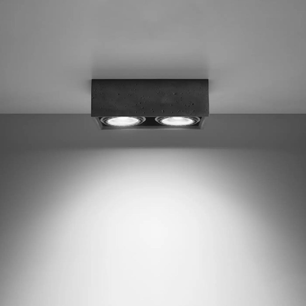Plafonnier bloc carré en béton ou bois, 1 ou 2 spots GU10
