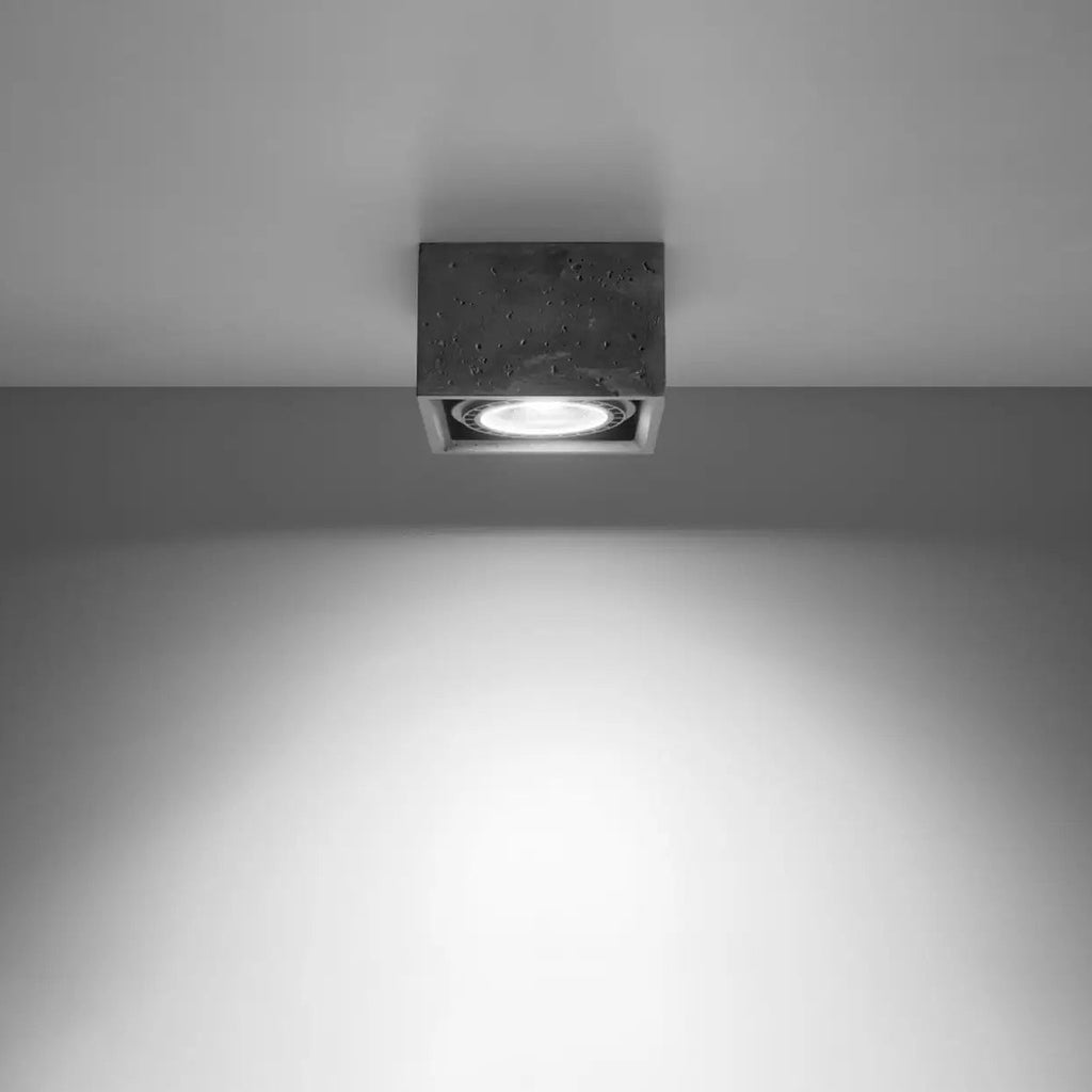 Plafonnier bloc carré en béton ou bois, 1 ou 2 spots GU10