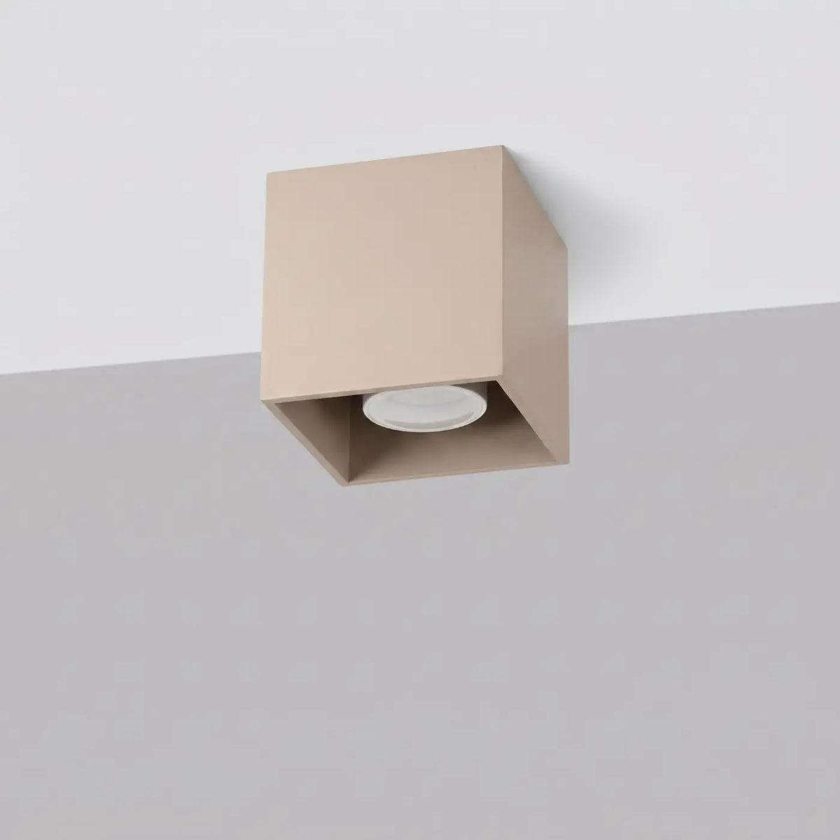 Plafonnier spot cube en aluminium, béton ou bois, GU10, taupe