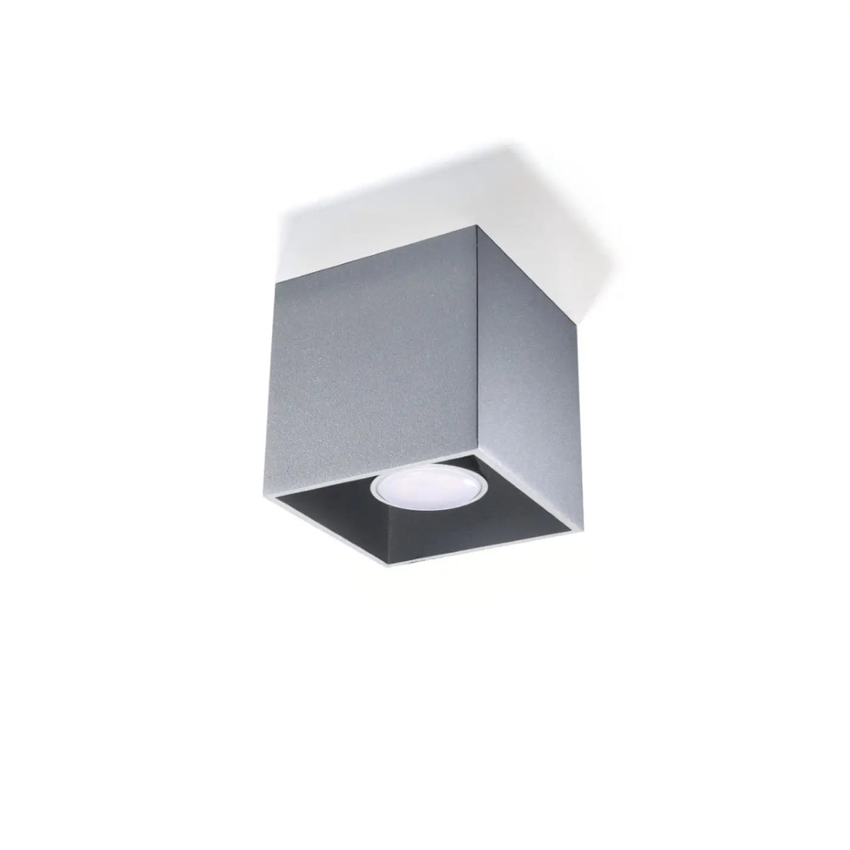 Plafonnier spot cube en aluminium, béton ou bois, GU10, gris