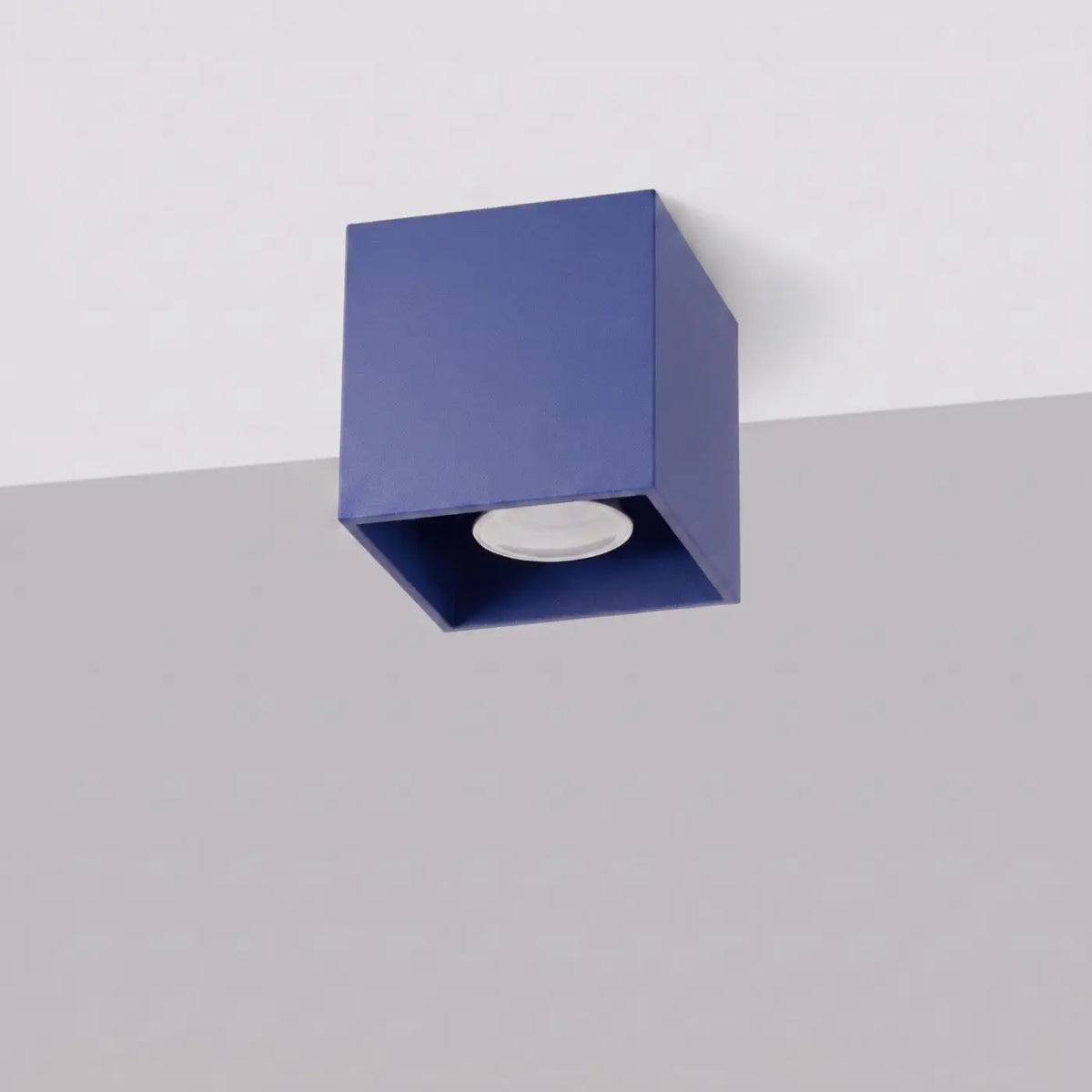 Plafonnier spot cube en aluminium, béton ou bois, GU10, outremer