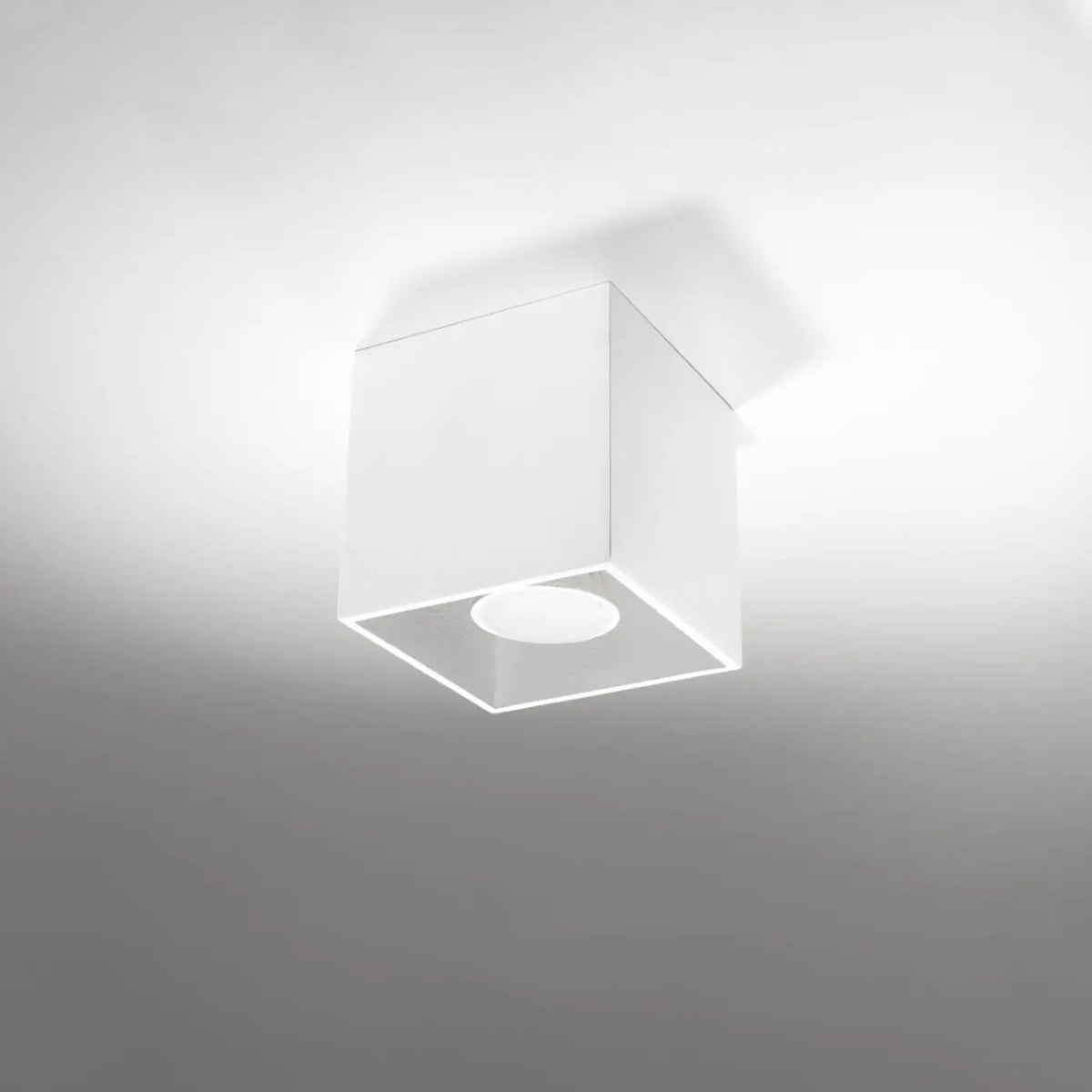 Plafonnier spot cube en aluminium, béton ou bois, GU10, blanc
